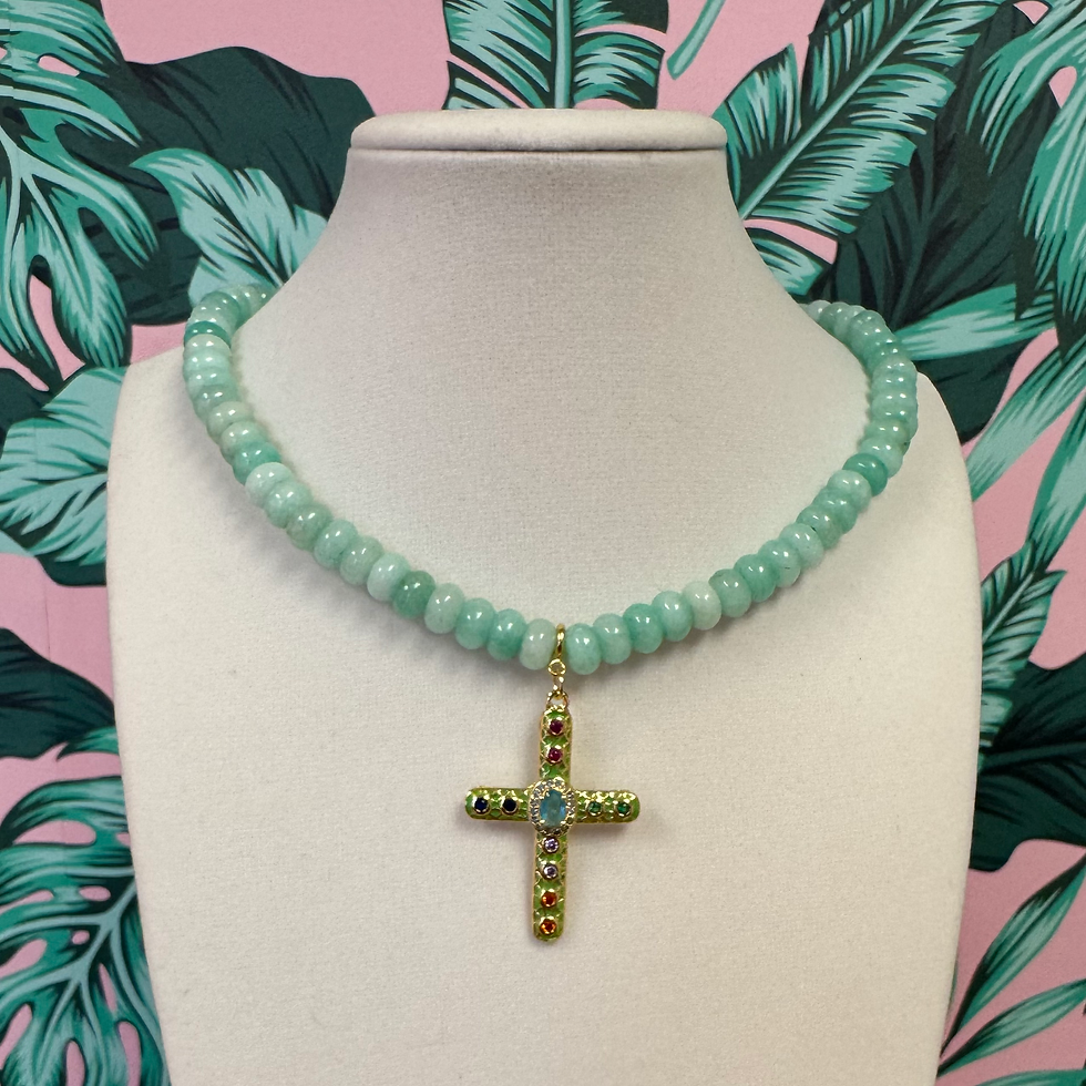 Thumbnail: STONE BEAD NECKLACE (WITH REMOVABLE CHARM)