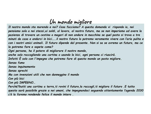 Un mondo migliore - Classe 2^A scuola secondaria