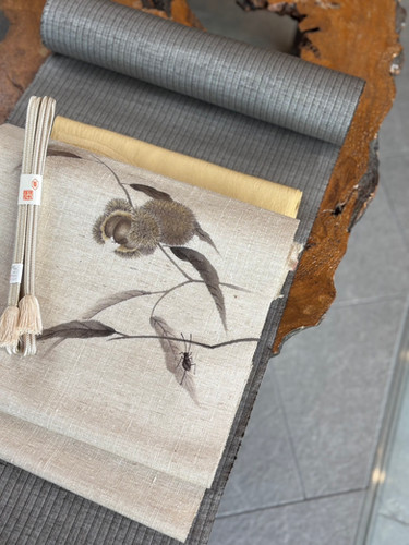 栗繭に描き栗 九寸名古屋帯 | hibikimono-sasaki