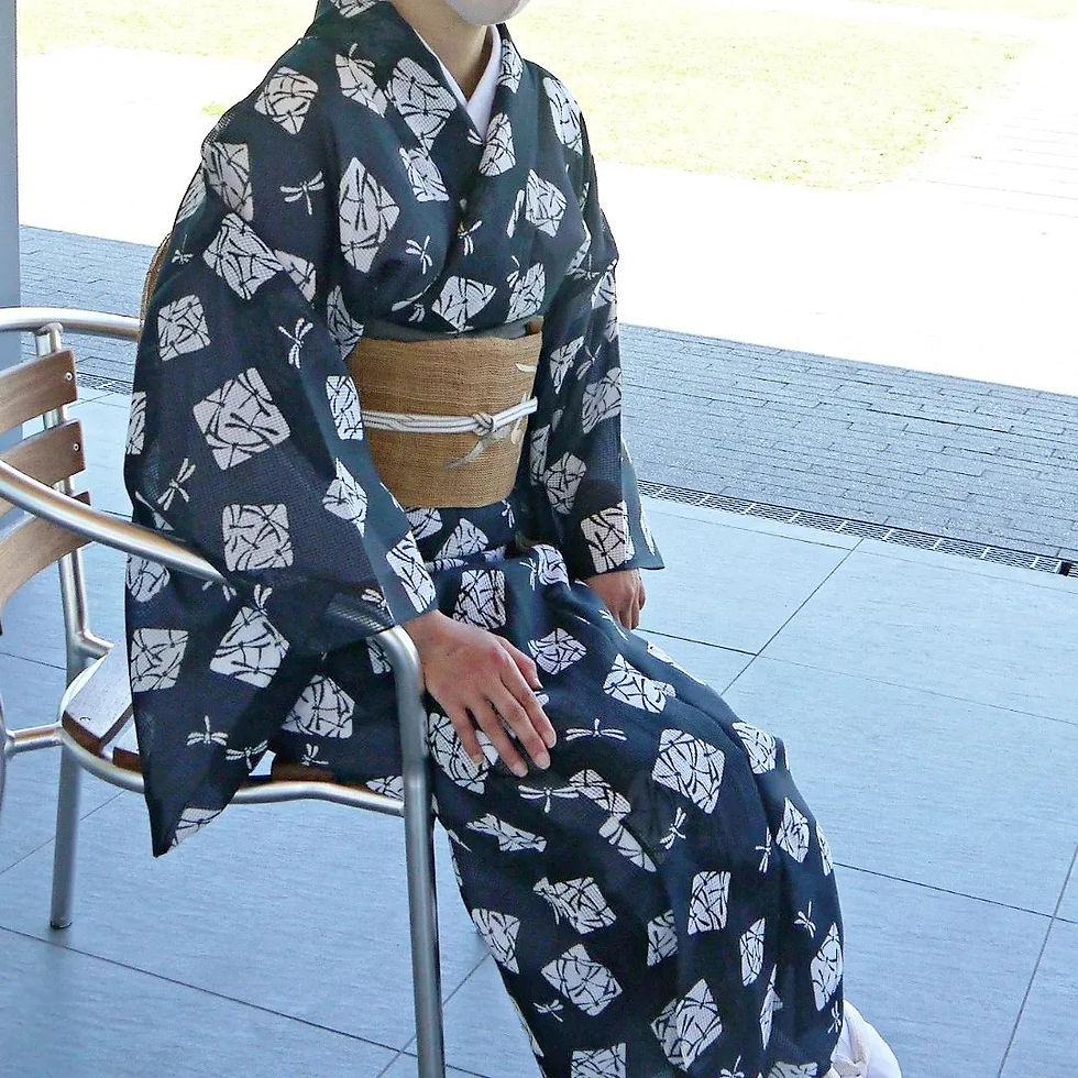 サムネイル： 榀布（藍4本縞・格子）名古屋帯
