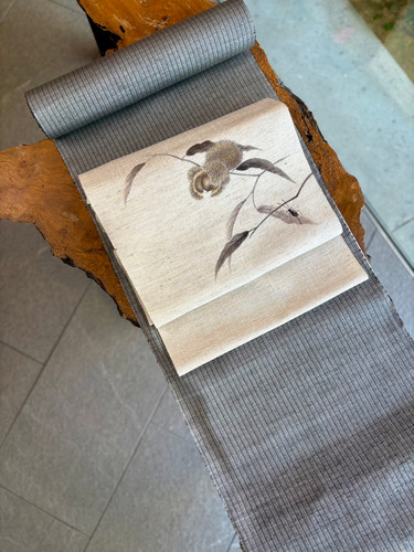 栗繭に描き栗 九寸名古屋帯 | hibikimono-sasaki