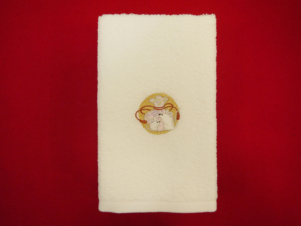 サムネイル： 干支タオル　刺繍入り　新年の水周り用にもらってうれしい。