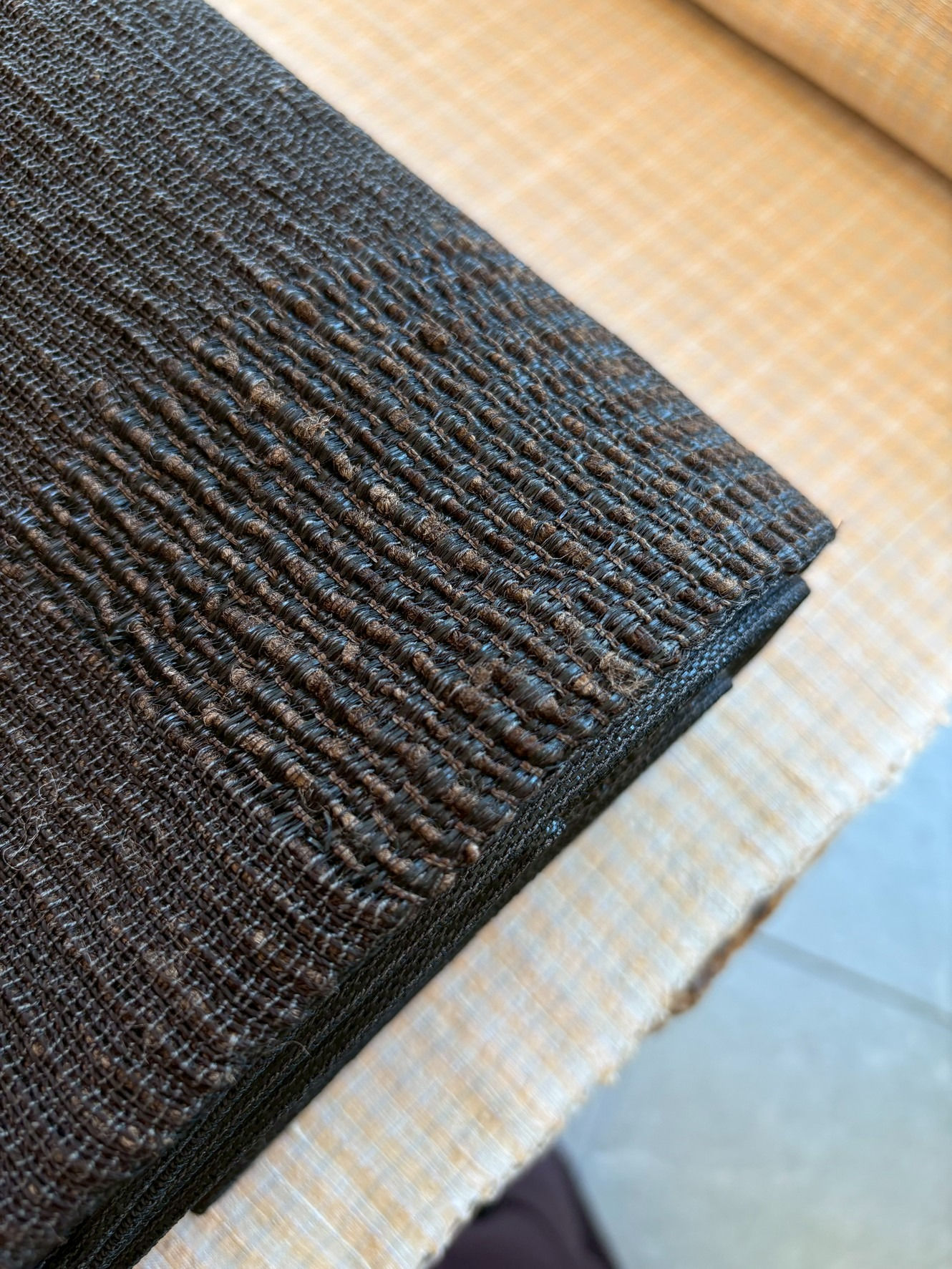 柿渋　三釜市松　袋帯