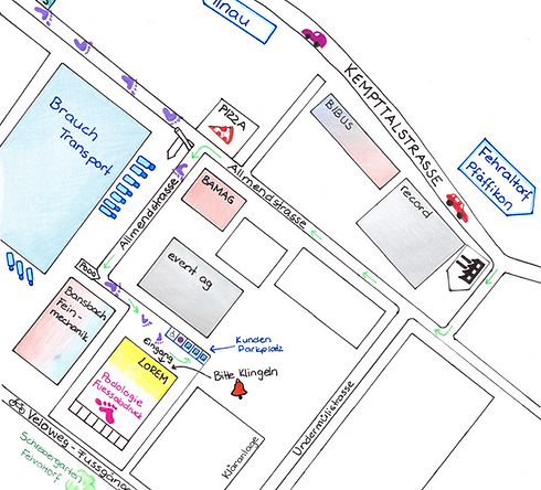 handgezeichneter Lageplan