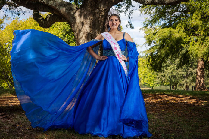 north carolina, pageant, winner, blue dress, flowing, flash, park