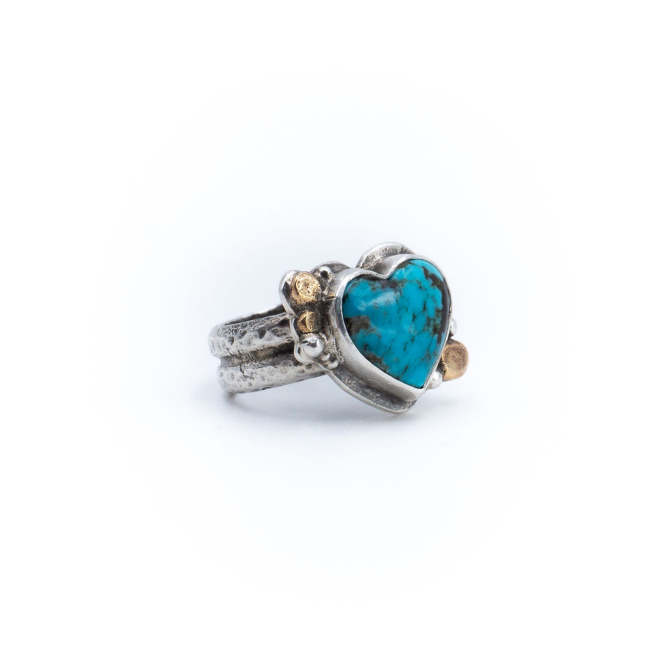 Thumbnail: Sterling Silver Turquoise Heart Ring