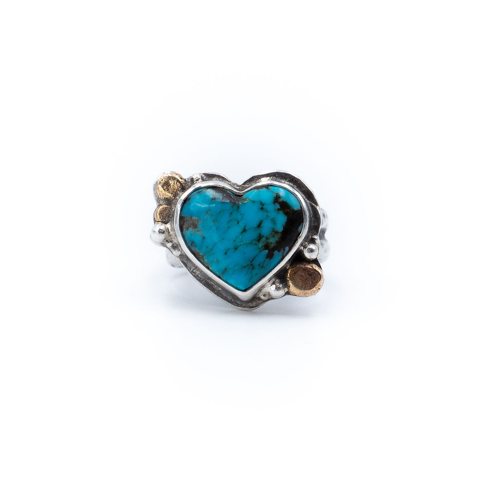 Thumbnail: Sterling Silver Turquoise Heart Ring