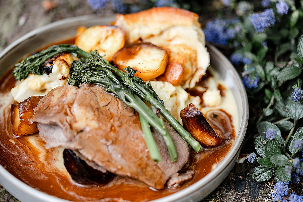 Roast dinner at a marquee wedding