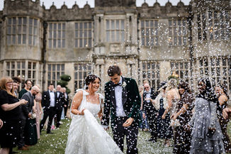 Natural wedding photography at Howsham Hall in North Yorkshire the confetti throw