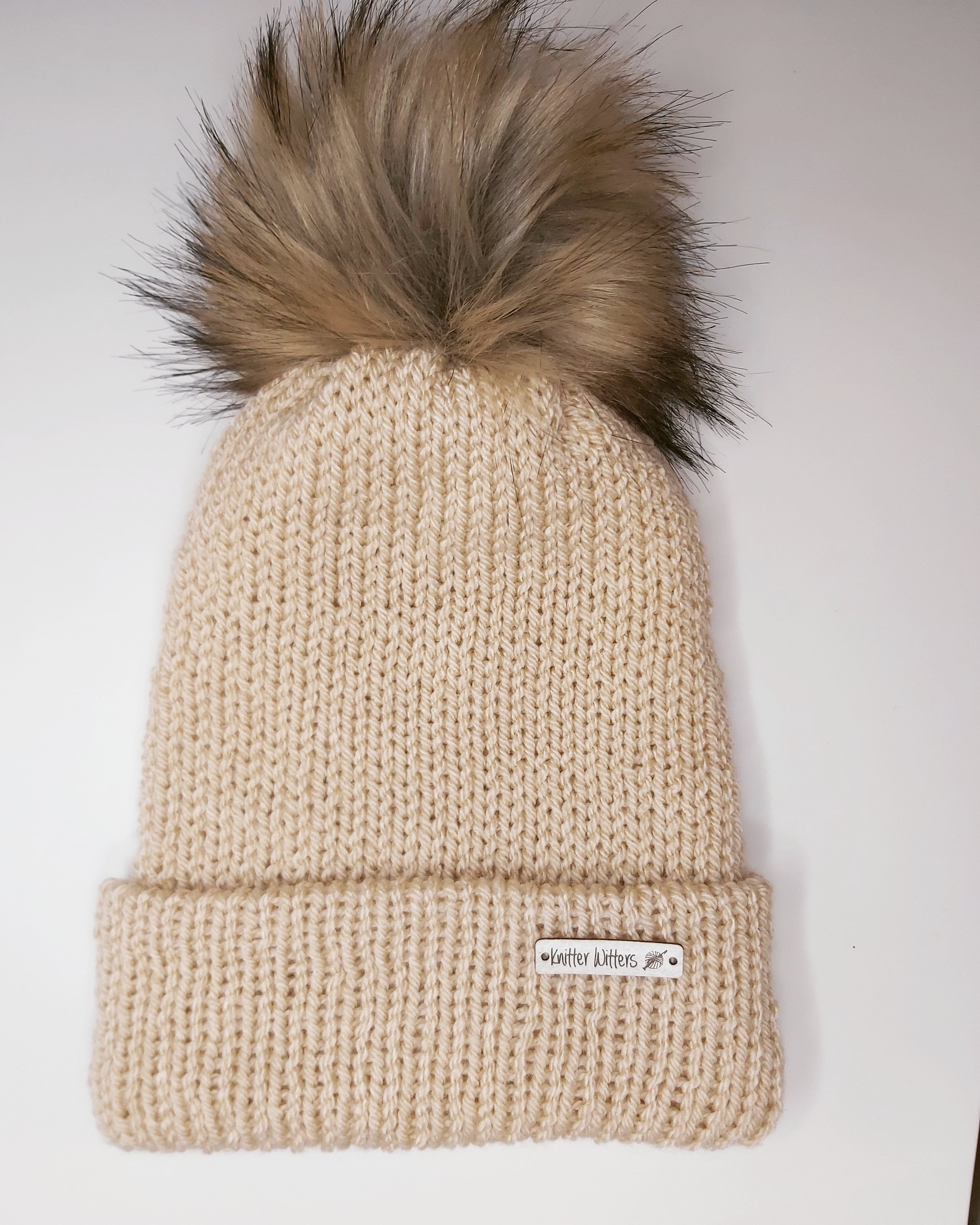 Adult Faux Fur Pom Pom Hat 