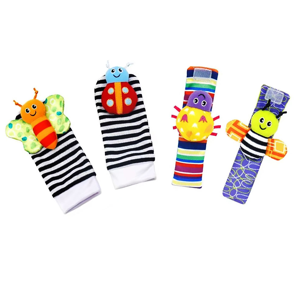 Thumbnail: 4pcs Baby Toy 0-12 Months Baby Rattles Toys Animal Socks Wrist Strap + Rattle Ba