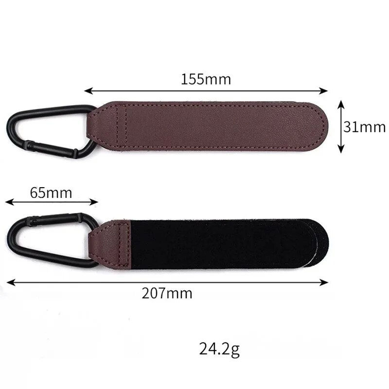 Thumbnail: 2Pcs Leather Cart Hooks Baby Stroller Hook PU Adjustable Pram Hook Organizer Dia