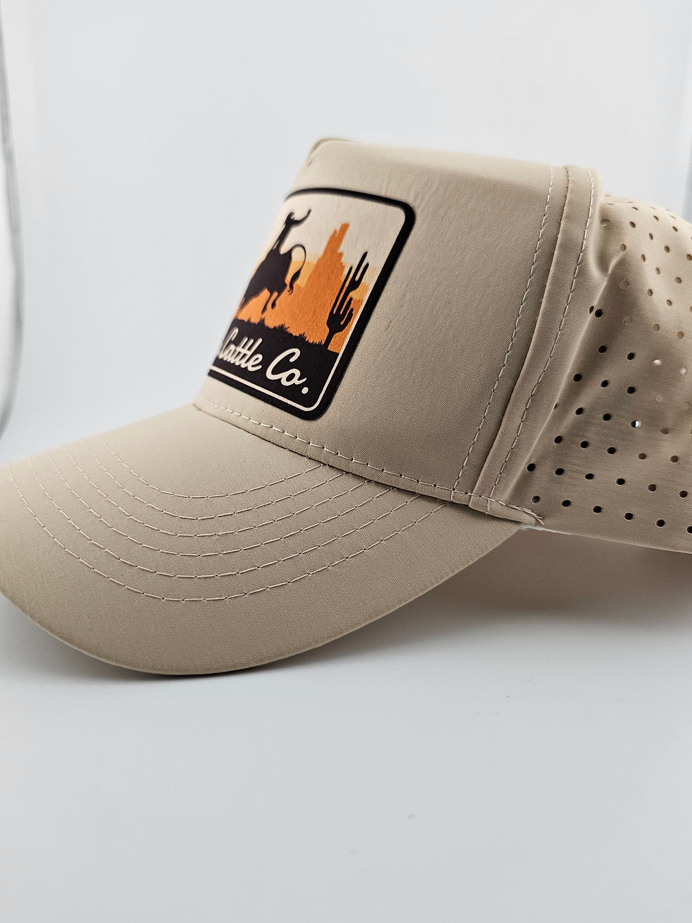Thumbnail: Modern Trucker Hat- Tan Wild West Patch