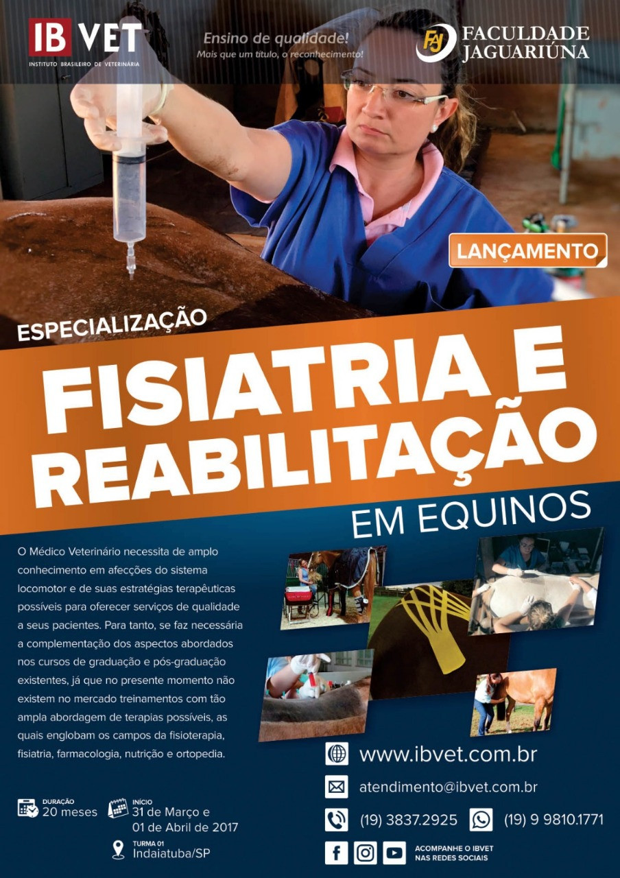 ESPECIALIZAÇÃO EM FISIATRIA E REABILITAÇÃO DE EQUINOS