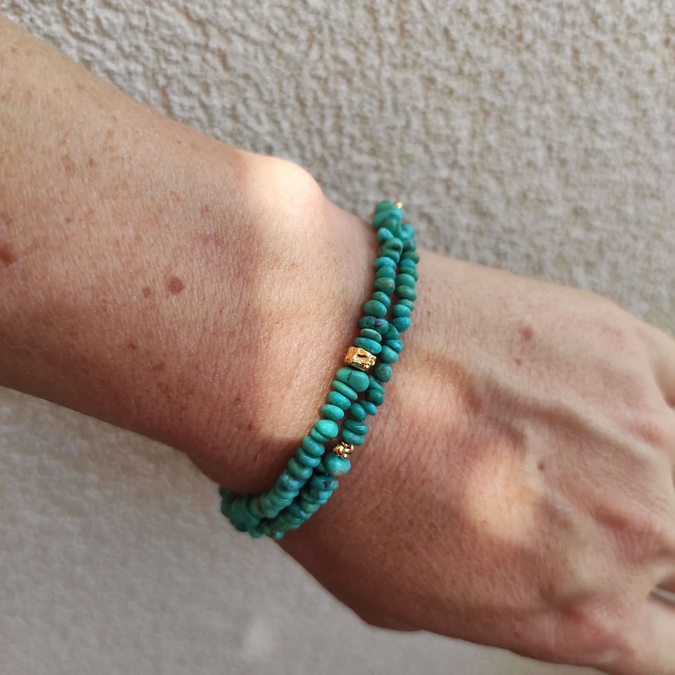 Miniature : Bracelet multitour turquoise et doré