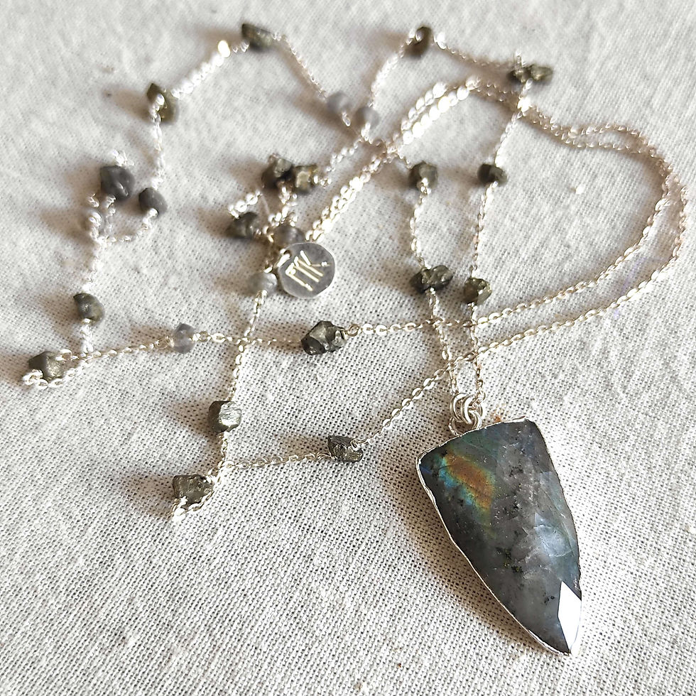 Miniature : Sautoir femme argent et pendentif pierre labradorite