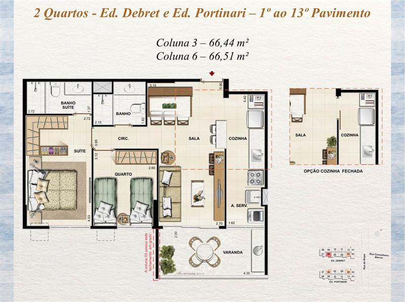 2 quartos coluna 3 e 6
