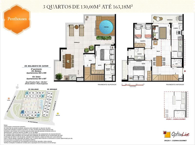 Penthouses de 3 quartos
