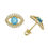 Thumbnail: 14k Yellow Gold Evil Eye Baby Screw Back Stud Earrings