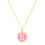 Thumbnail: 14K Yellow Gold Round Pink Enamel Initial Pendant with Cable Necklace 18”