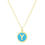Thumbnail: 14K Yellow Gold Round Blue Enamel Initial Pendant with Cable Necklace 18”