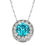 Thumbnail: 14K White Gold Birthstone and Cubic Zirconia Halo Round Pendant