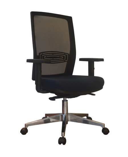 Cadeira giratória de escritório, preta, com encosto telado