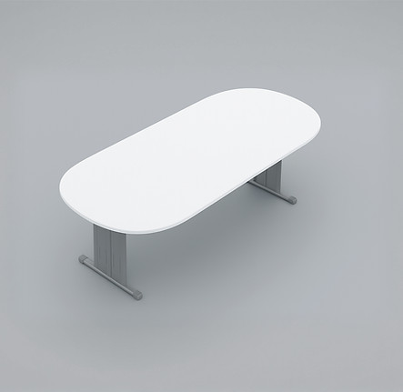 Mesa de reunião oval com pés de aço_edit
