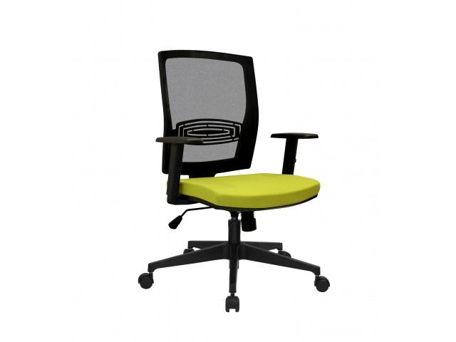 Cadeira giratória moderna, verde-limão, encosto de tela e apoio lombar