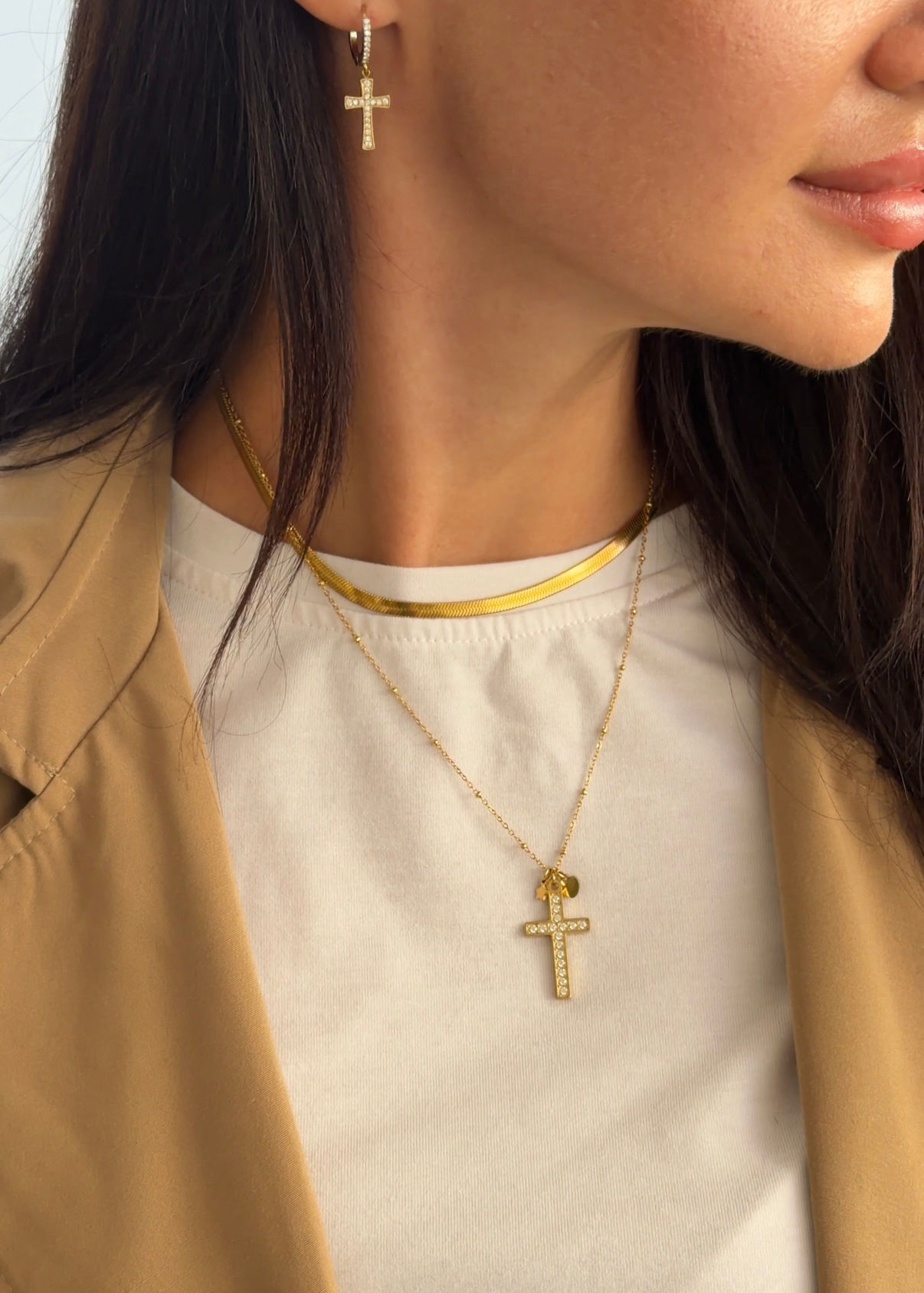 Cercei Cross Charm silver