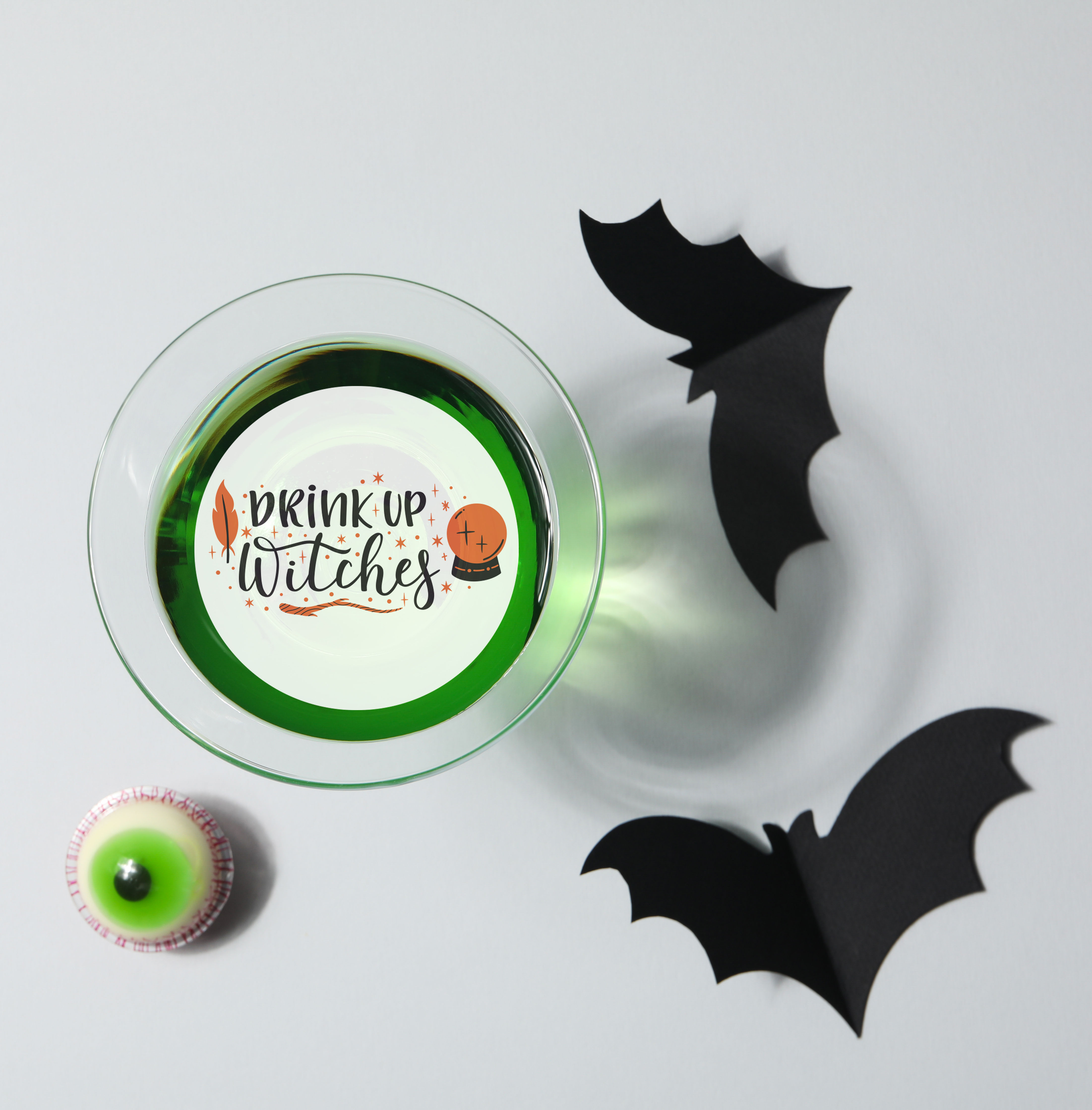 Halloween Edible Drink CIRCLE Toppers Witches