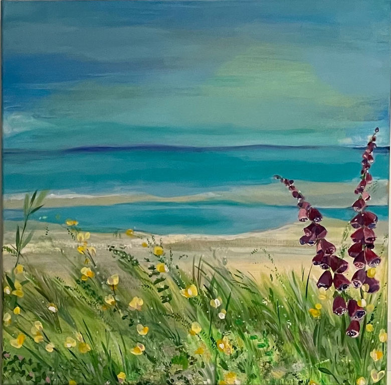 Foxgloves by the beach - SOLD