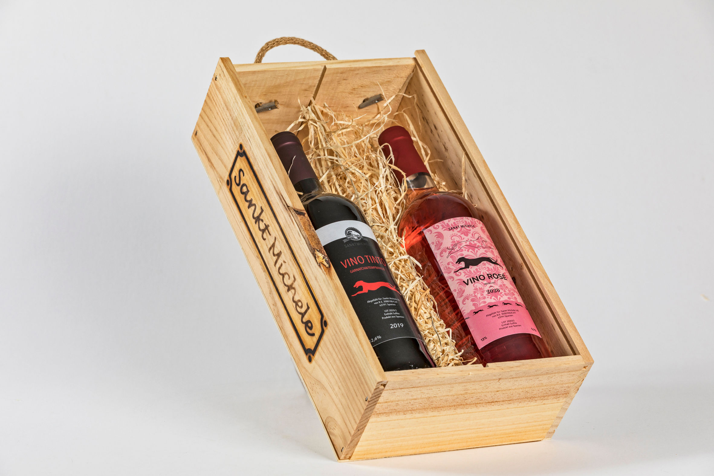 Sankt-Michele, Rotwein und Rose, Geschenkbox