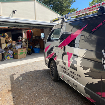 CTE Central Taranaki Electrical van by garage