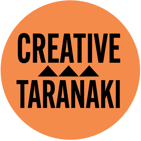 Creative Taranaki logo with three triangles on orange circle