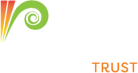 Atawhai Trust logo with green koru and sunset rays