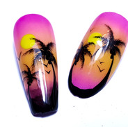 Sunset/palm tree nail art
