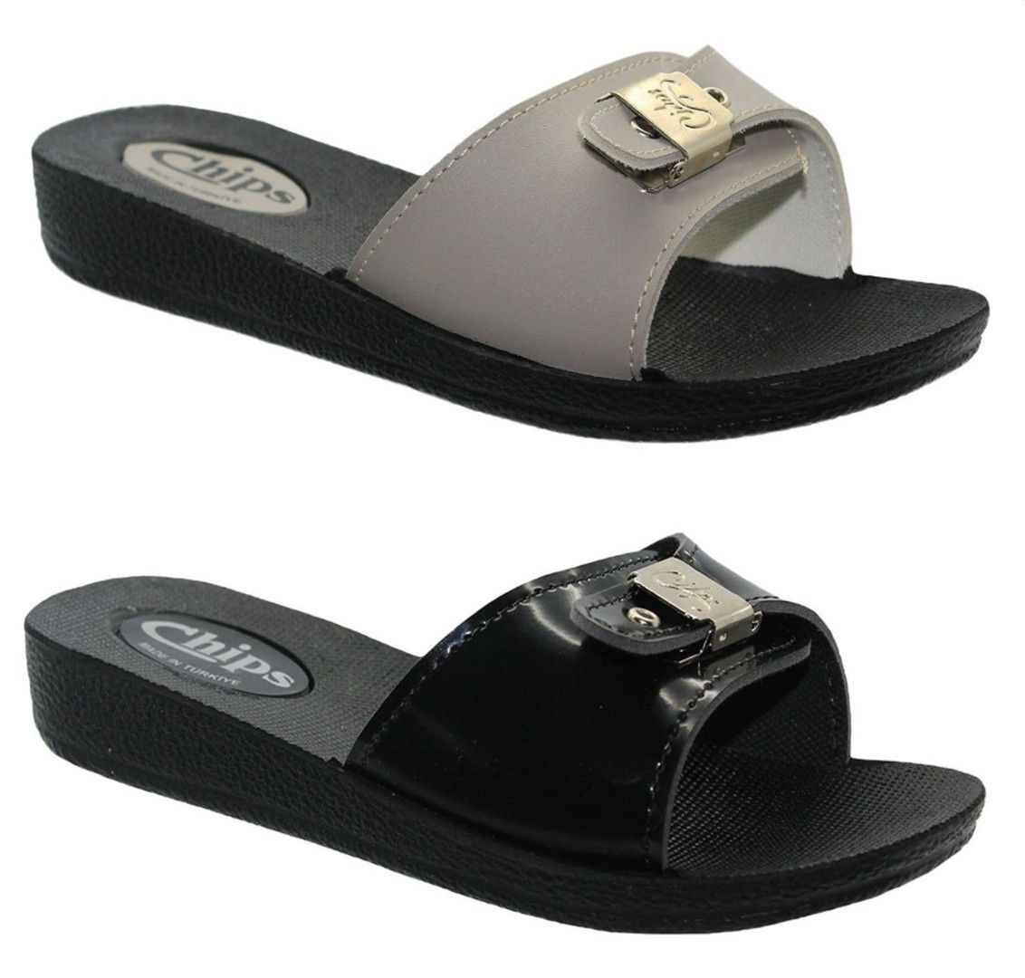 Ladies Chips Open Back Slip On Mules P501