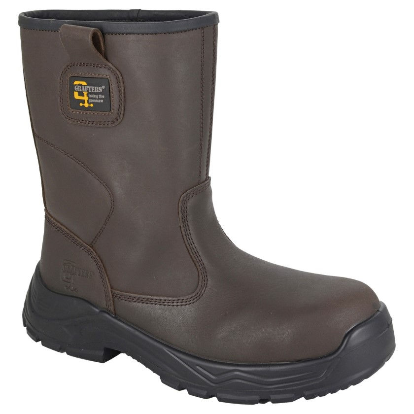 GRAFTERS Waterproof Safety Rigger Boot Brown