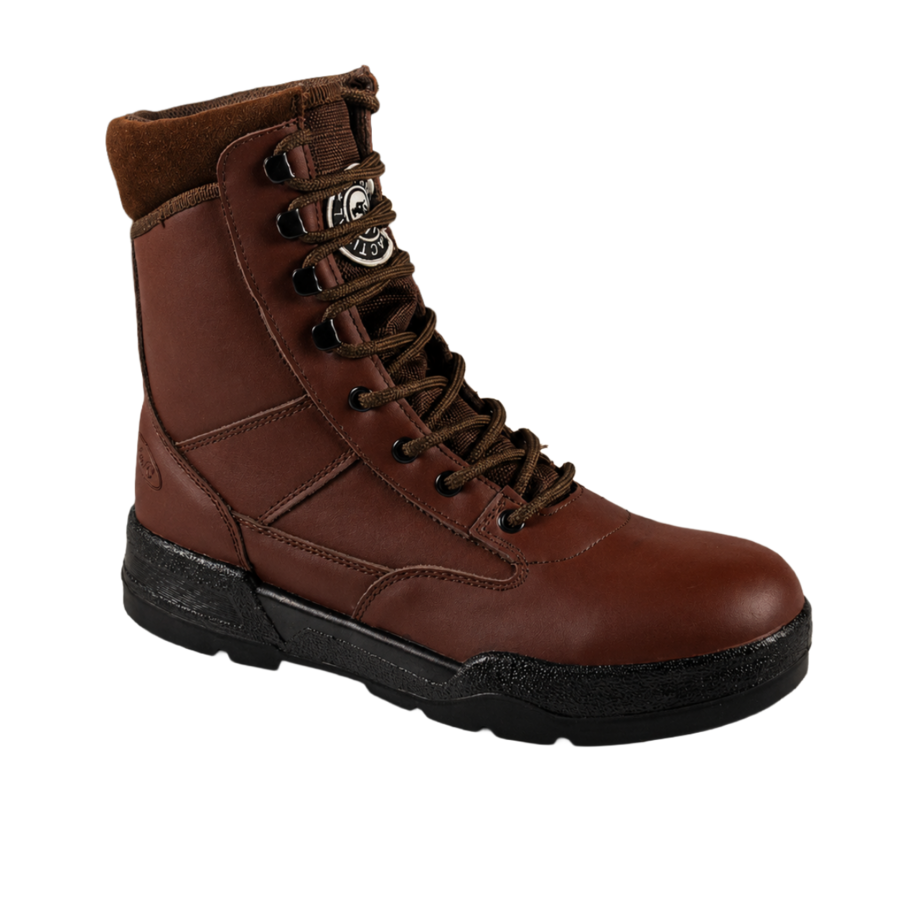 Thumbnail: Mens Leather Hi Leg Lace Up Combat Boot In Brown Style 2