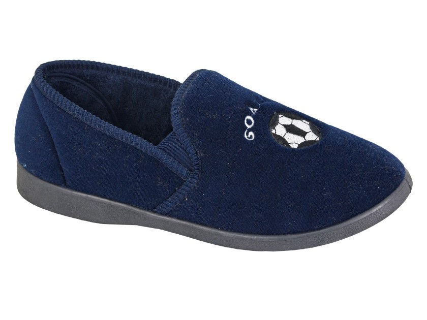 ZEDZZZ Twin Gusset Football Slipper Navy Blue