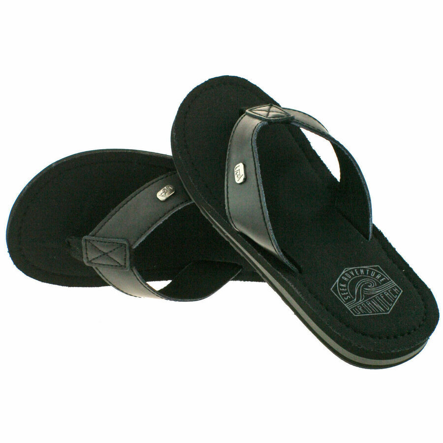 Thumbnail: Men's Urban Beach Kaneohe Leather Comfort Flip Flops FW980/FW981