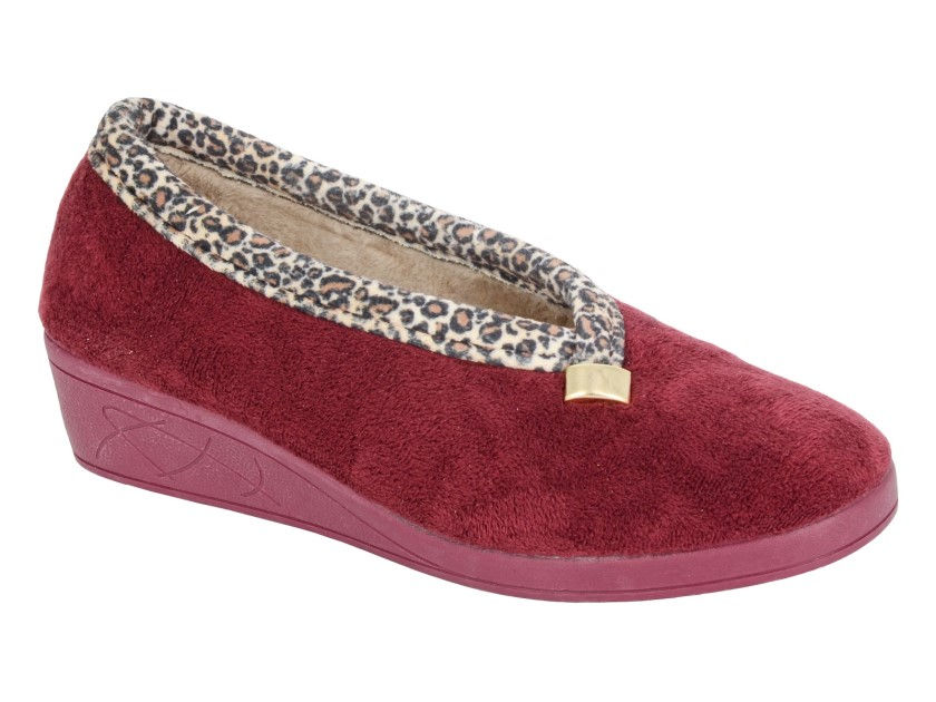 SLEEPERS Wedge Slipper Burgundy/Ocelot