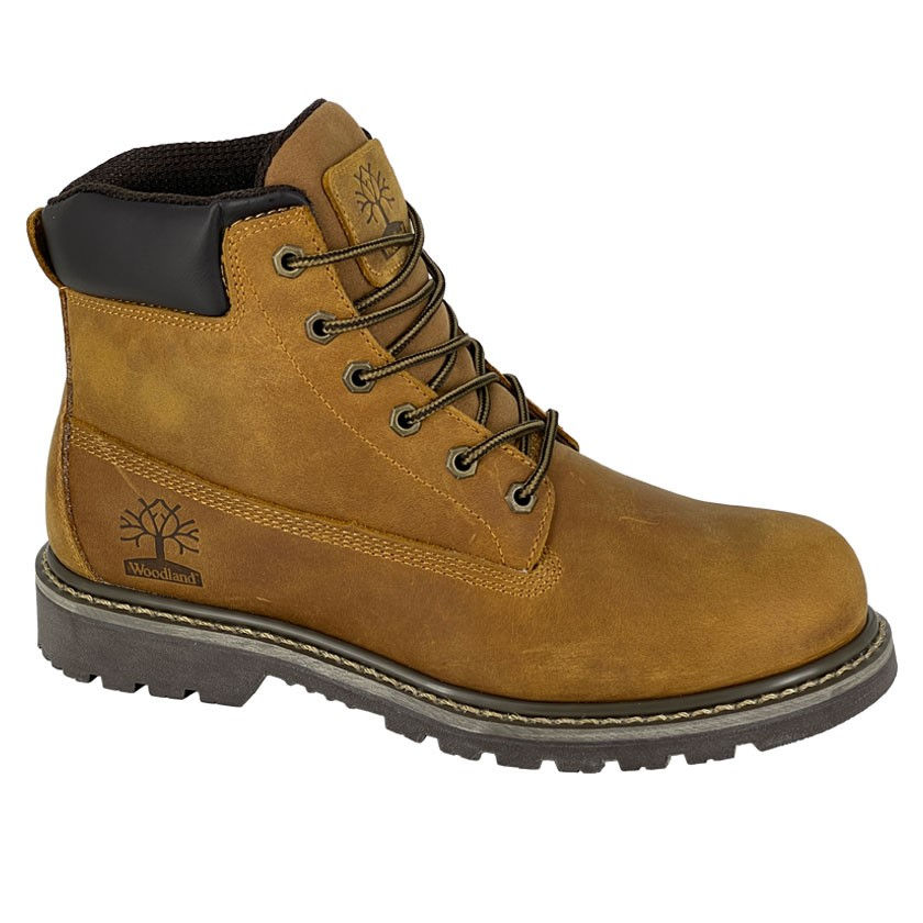 WOODLAND 6 Eye Padded Utility Work Boot Light Brown