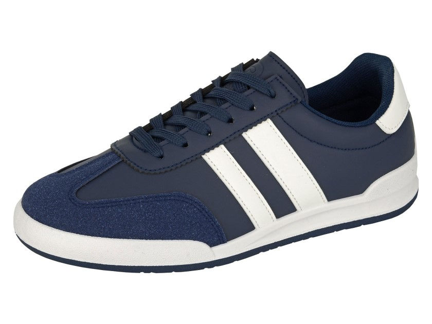 DEK Twin Stripe Retro Lace Trainer Navy/White