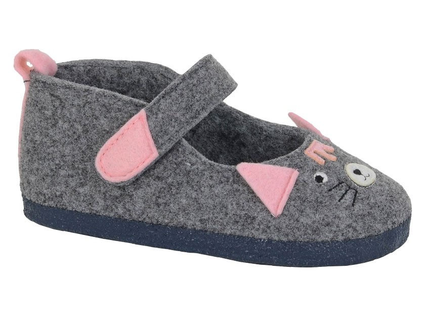 SLEEPERS Touch Fastening Doggie Slipper Light Grey