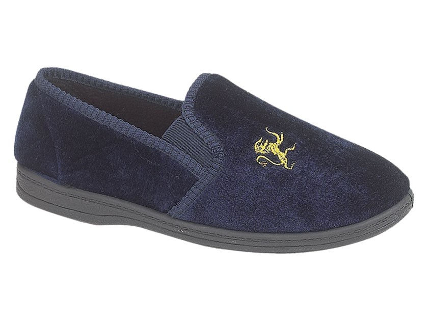 SLEEPERS Lion Motif Twin Gusset Slipper Navy Blue