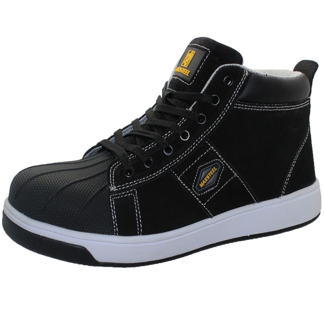 Maxsteel Baseball Styled Hi Top Safety Boots MS90 Black Grey