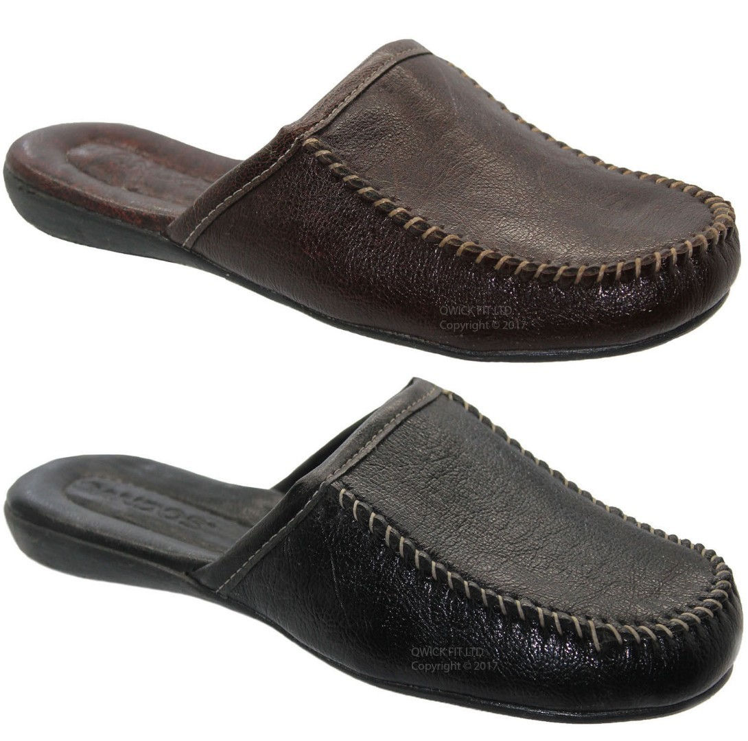 Ladies Open Back Faux Leather Slip On Mules A0300