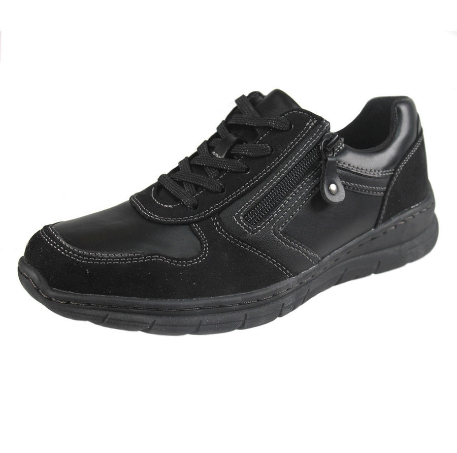 Thumbnail: Womens Black Lace Up & Zip Trainer With Cushioned Insoles 112550701